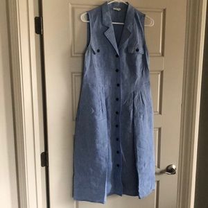 J Jill Blue Linen Sleveless Dress M